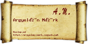 Argyelán Márk névjegykártya